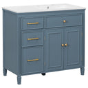 Bathroom Vanity With Sink, 1 Tip Out Drawer, 3 Side Drawers, Adjustable Shelf