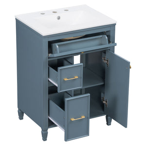 Freestanding Bathroom Vanity With Sink, Soft Close Door, Tip Out Drawer