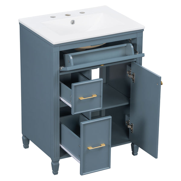 Freestanding Bathroom Vanity With Sink, Soft Close Door, Tip Out Drawer