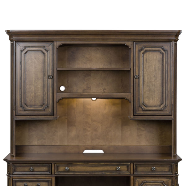 Amelia - Jr Executive Credenza Hutch - Antique Toffee