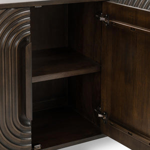 Colson - Mango Wood 4 Door Cabinet - Dark Brown