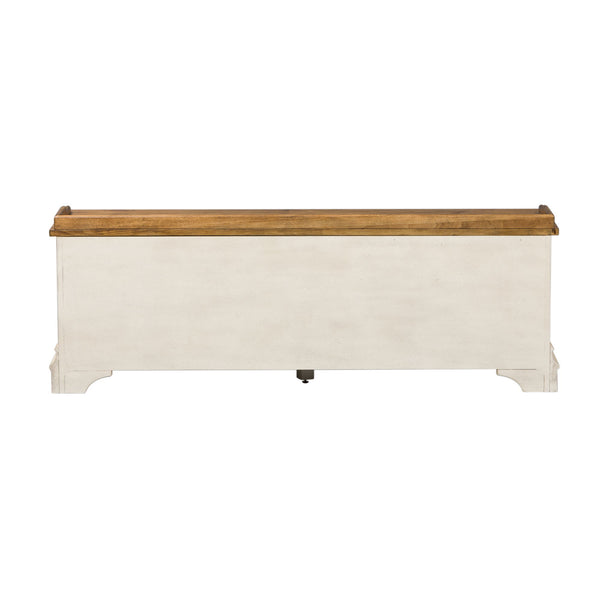 Morgan Creek - Storage Hall Bench - Antique White / Wirebrushed Tobacco Accents