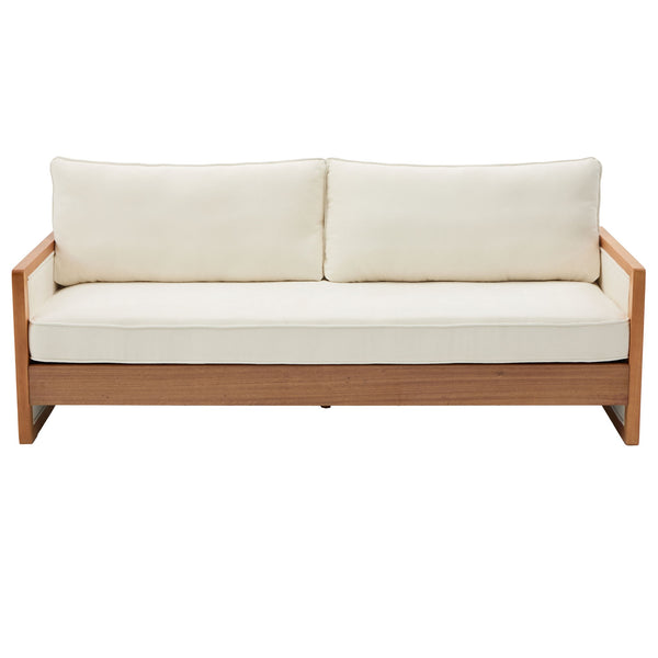 Modern 3 Seater Sofa With Wood Armrests