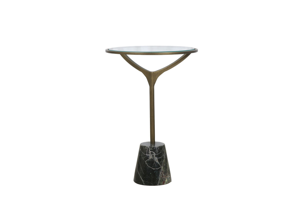 Gianna - Accent Table - Antique Brass / Green Marble