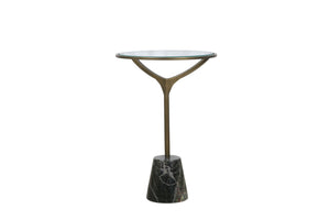 Gianna - Accent Table - Antique Brass / Green Marble