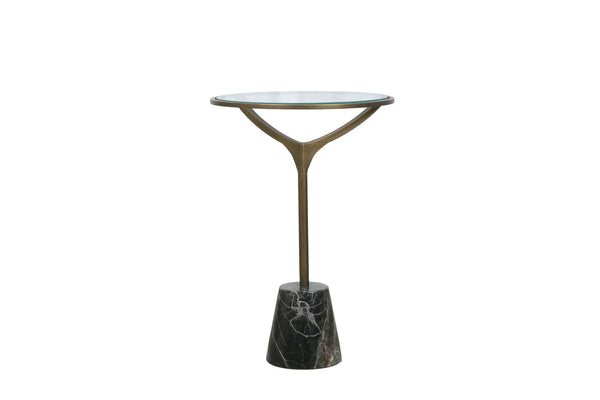 Gianna - Accent Table - Antique Brass / Green Marble