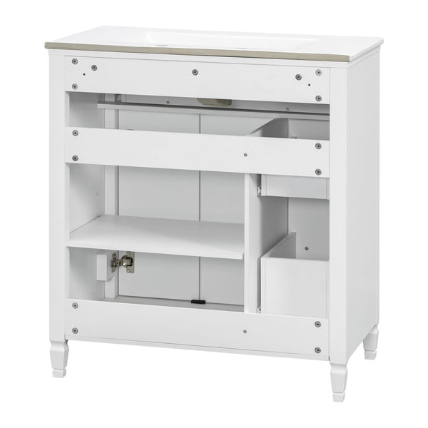 Freestanding Bathroom Vanity With Sink, Soft Close Door, Tip Out Drawer