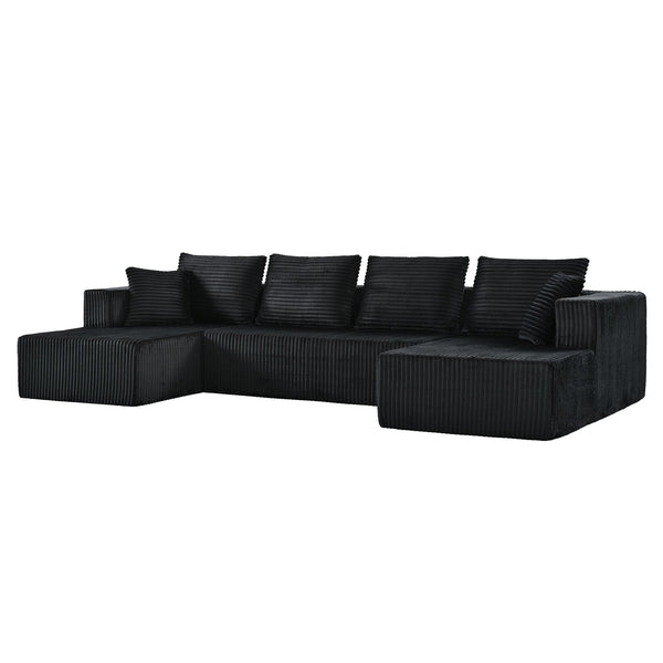 U-Shaped Modular Sectional Sofa With Double Chaise, Oversized Deep Seat For Living Room