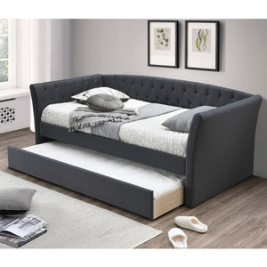 Daybed With Trundle Button Tufted Slat Included - Charcoal