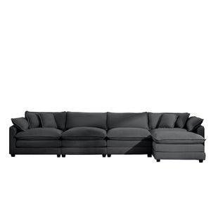 Modular Oversized Cushion Sofa With Ottoman, Low Back, Deep Seating Sofa Set