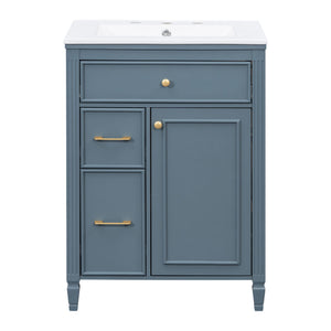 Freestanding Bathroom Vanity With Sink, Soft Close Door, Tip Out Drawer