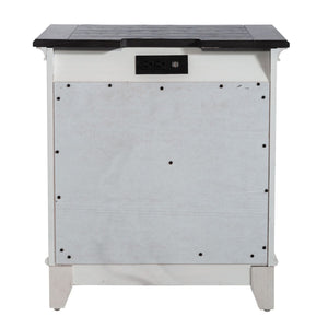 Allyson Park - 2 Drawer Nightstand With Charging Station - Wirebrushed White / Charcoal