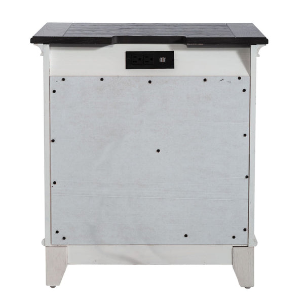 Allyson Park - 2 Drawer Nightstand With Charging Station - Wirebrushed White / Charcoal