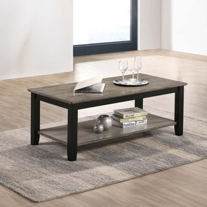 3 Piece Table Set With Open Shelf Storage, Includes Coffee, End & Console Table - Black / Black / Gray / Gray