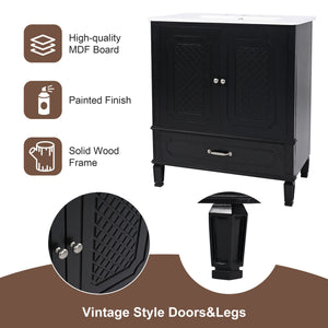 Vintage Style 30" Bathroom Vanity With Sink, Multi Functional Storage, Soft Closing Door - Black