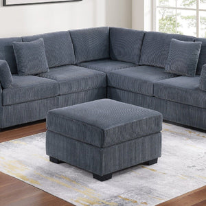 Contemporary L - Sectional Sofa Set With Ottoman And Pillows