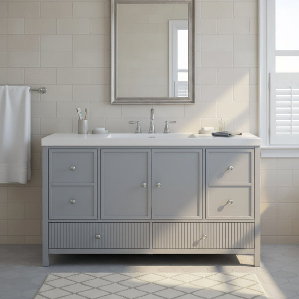 Bathroom Vanity With Separate Sink, Soft Close Doors And 4 Drawers
