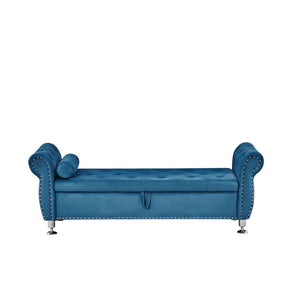Storage Bench With Crystal Buttons And 1 Pillow For Bedroom