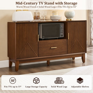 TV Stand With Drawer And Cabinets - Brown