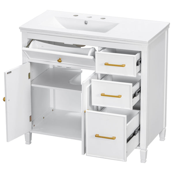Bathroom Vanity With Sink Top, 3 Soft Closing Drawers