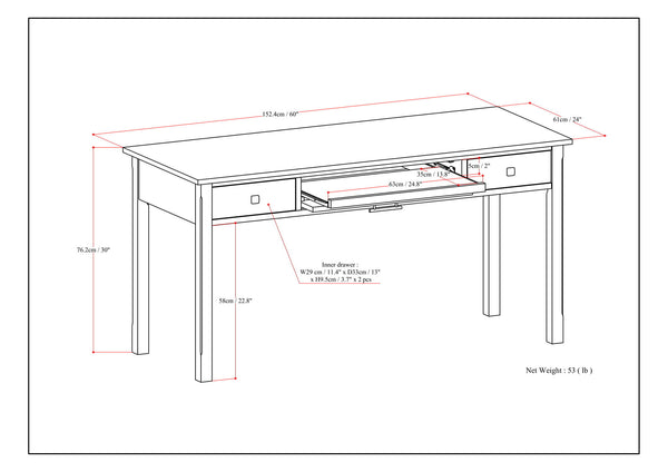 Avalon - Large Desk - Tobacco Brown