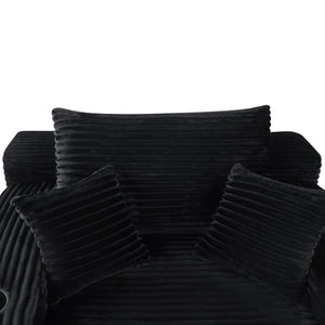 Convertible Chaise Lounge Chair & Wide Armrest & Throw Pillows - Black