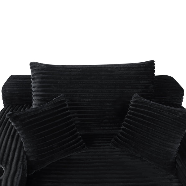 Convertible Chaise Lounge Chair & Wide Armrest & Throw Pillows - Black