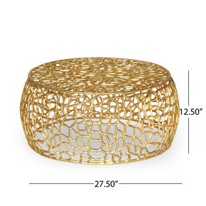 Modern Glam Mesh Coffee Table With Accents And - Gold