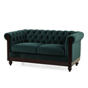 Chesterfield Loveseat Sofa, 2 Person Rolled Arm Upholstered Couch