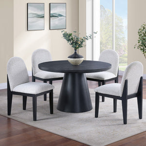 Round Dining Table With Cone Shaped Base - Black