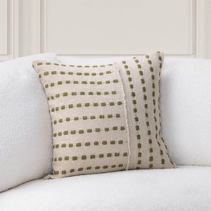 Katia - 20" x 20" Pillow - Natural / Olive Green