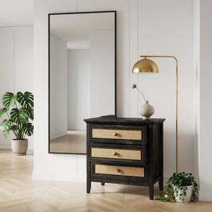 Nightstand With 3 Drawers, Tall End Table - Brown