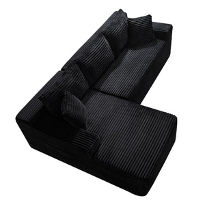 Cloud Modular Sectional Sofa Couch With L-Shape Chaise, Upholstered Couches For Living Room - Black