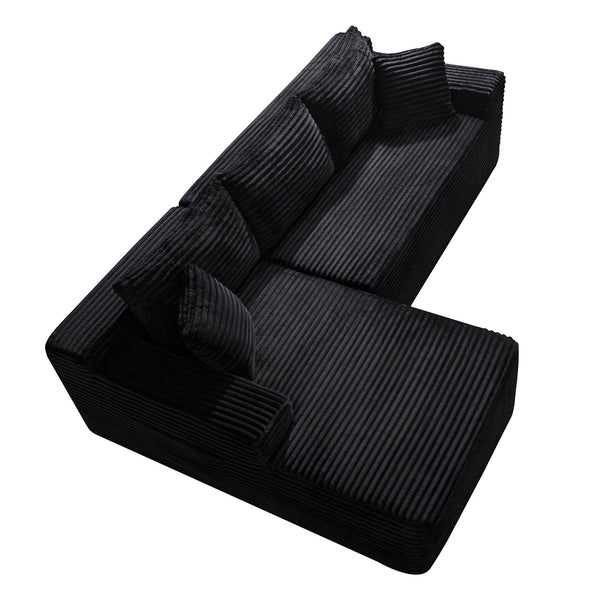 Cloud Modular Sectional Sofa Couch With L-Shape Chaise, Upholstered Couches For Living Room - Black
