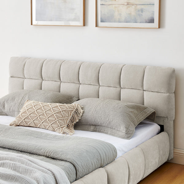 Modern Platform Bed Frame With Thick Fabric
