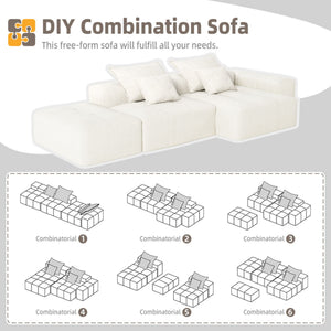 Modern Oversized Diy Combination Modular Sectional Sofa With Pillows