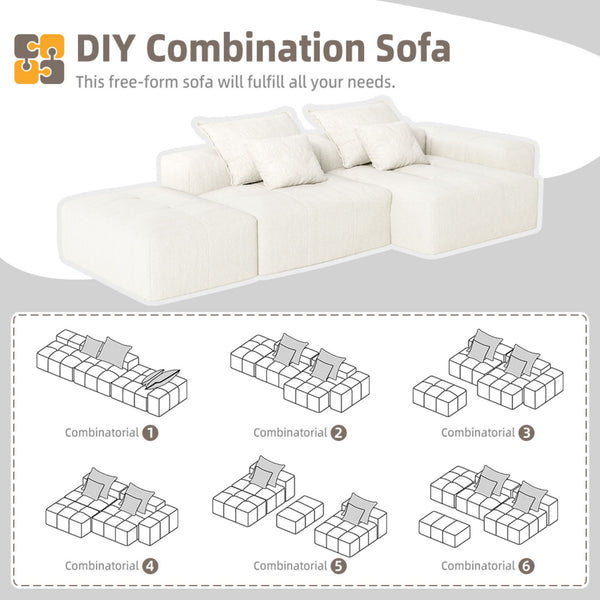 Modern Oversized Diy Combination Modular Sectional Sofa With Pillows