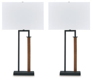 Voslen - Metal Table Lamp (Set of 2) - Black / Brown