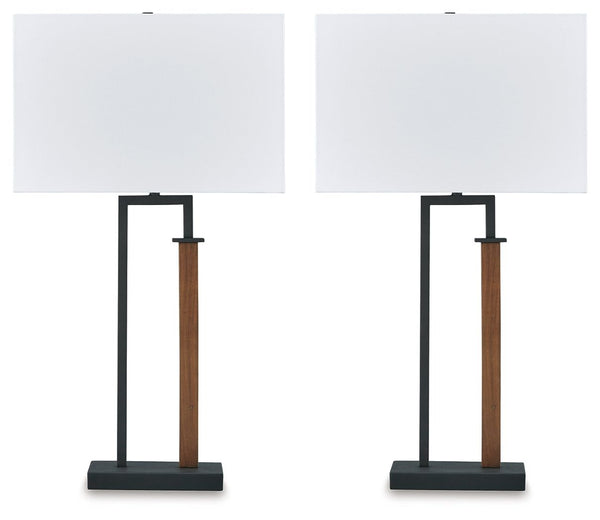 Voslen - Metal Table Lamp (Set of 2) - Black / Brown