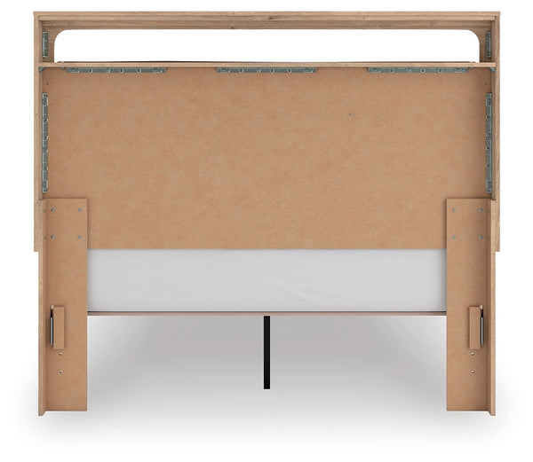 Kinlanni - 3 Pc. - Queen Upholstered Panel Bed With Roll Slats, Dresser And Mirror - Tan