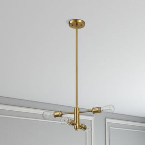 Trellis - 4 Lights Modern Gold Chandelier Vintage Pendant Fixture For Living Room - Clear / Gold