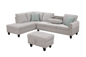 Alger - Left Hand Facing Sofa & Chaise With Ottoman