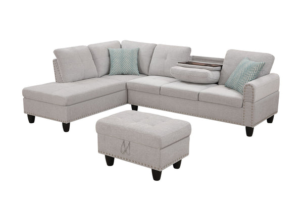 Alger - Left Hand Facing Sofa & Chaise With Ottoman
