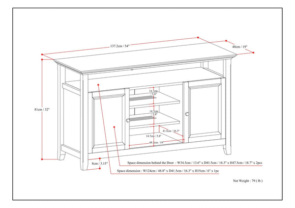 Amherst - TV Media Stand, Handcrafted