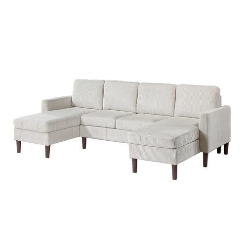 Sectional Set With Dual Chaises And Square Arms