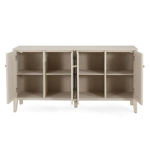 Wood Sideboard With Adjustable Shelves And Storage Cabinet - White Washed