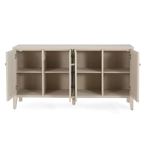 Wood Sideboard With Adjustable Shelves And Storage Cabinet - White Washed