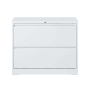 Lateral File Cabinet 2 Drawer, Locking File Cabinet With Anti Tip Interlock, Heavy Duty Storage For Letter / Legal / A4 Files - White