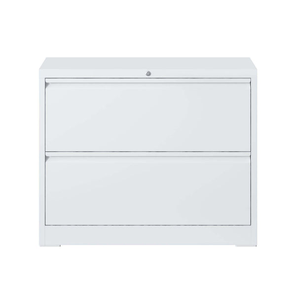 Lateral File Cabinet 2 Drawer, Locking File Cabinet With Anti Tip Interlock, Heavy Duty Storage For Letter / Legal / A4 Files - White