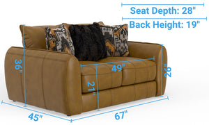 Corvara - Top Grain Italian Leather Match Loveseat - Caramel
